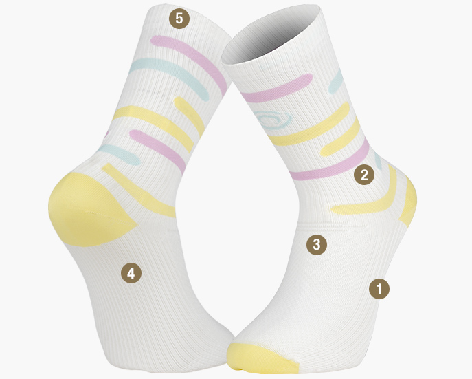 Light RUN high socks White/Yellow